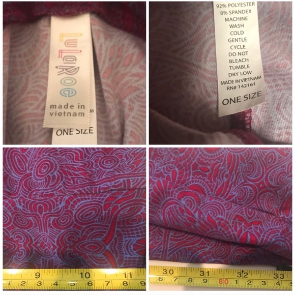LuLaRoe Strawberry & Blue leggings- -OS EUC - Picture 7 of 7